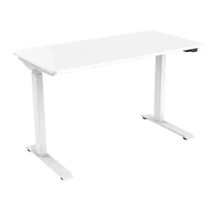 Ergonomic White Electric Sit-Stand Desk with Twin Monitor Bracket - 1200x600mm Office Set