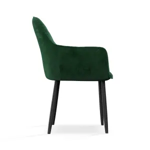 Set Of 4 Anika Modern Velvet Dining Chair Padded Seat Metal Legs Kitchen (Green)