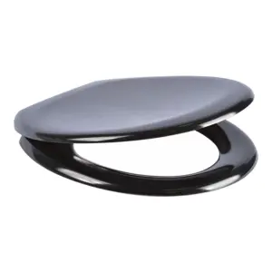  THE YORK - TOP FIX SOFT CLOSE BLACK STANDARD OVAL TOILET SEAT 