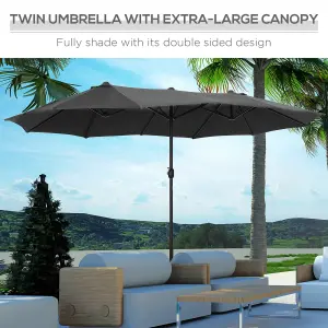 Outsunny 4.6M Garden Patio Umbrella Canopy Parasol Sun Shade w/ Base Grey