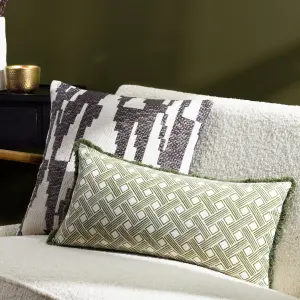 Hoem Alexa Geometric Fringed Cushion Cover