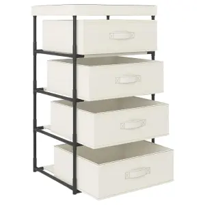 Berkfield Storage Rack with 4 Fabric Baskets Steel Cream