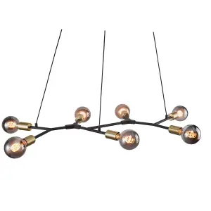 Nordlux Josefine 7-Spot Indoor Dining Kitchen Metal Pendant Ceiling Light in Black (Diam) 91cm