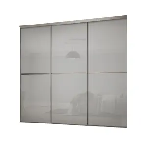 Minimalist Panelled Grey 3 door Sliding Wardrobe Door kit (H)2260mm (W)2702mm