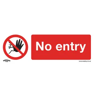 Self Adhesive NO ENTRY Health & Safety Sign - 300 x 100mm Prohibition Sticker