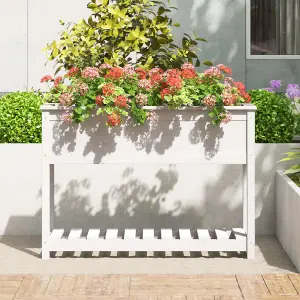 Berkfield Planter with Shelf White 111.5x34.5x81 cm Solid Wood Pine