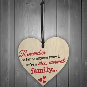 Red Ocean Nice Normal Family Novelty Wooden Hanging Heart Plaque