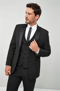 Mens Next Black Regular Fit Tuxedo Suit Jacket - Black