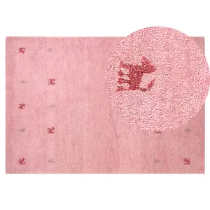 Wool Gabbeh Area Rug 140 x 200 cm Pink YULAFI