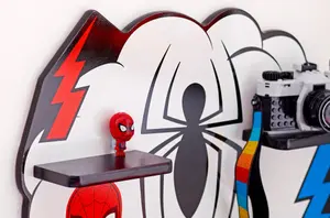 Disney Marvel Spider-Man Small Wall Shelf, Wall Mounted Kids' Bookshelf and Storage Shelf