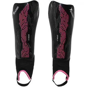 XS - Football Shin Pads & Ankle Guards BLACK/PINK High Impact Slip On Leg Cover