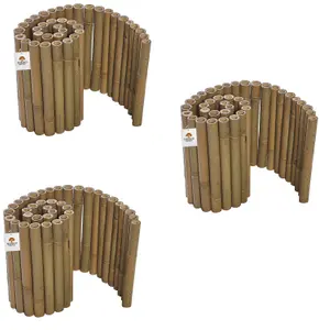 Bamboo Garden Lawn Edging Flexible Border H(300mm) Set of 3