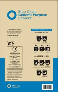 Blue Circle General Purpose Cement, 25kg Bag