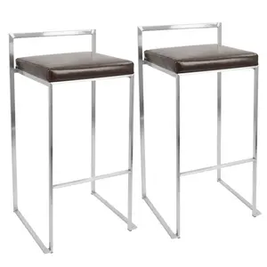 Daggett 68.5cm Bar Stool (Set of 2) Stainless Steel / Black / Bar Stool (30.75" Seat Height)