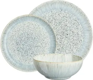 Denby Halo Speckle 12 Piece Coupe Dinnerware Set, Service For 4 Denby