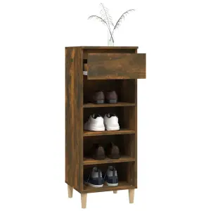 Berkfield Shoe Cabinet Smoked Oak 40x36x105 cm Engineered Wood