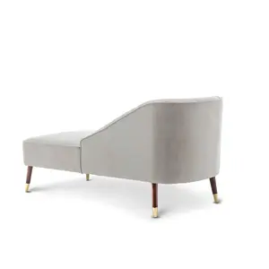 Right Hand Chaise Lounge in Faux Leather Suede Cream