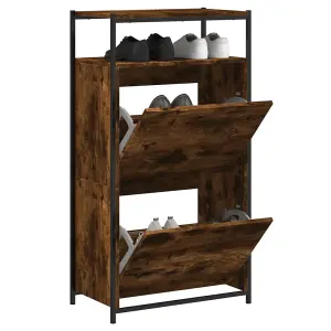 Berkfield Shoe Cabinet Smoked Oak 60x34x112 Engineered Wood