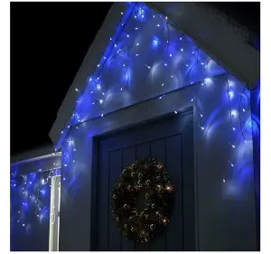 360 LED Blue and Ice White Icicle Light 8 Modes Ultra Bright Christmas Wedding Decoration Indoor Outdoor