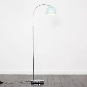 Derosier 152cm Arched Floor Lamp Chrome / Pale Blue