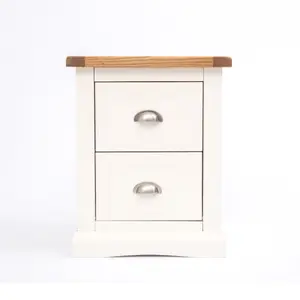 Cosenza 2 Drawer Bedside Table Chrome Cup Handle