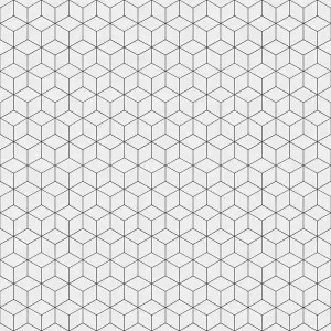 Mosaic sheet in ceramic on net 305mm x 265mm - White Geometric Cubes