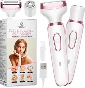 Electric Razor - Shaver - Trimer For Women: 2 in 1 Painless Body Razors And Facial Hair Remover - Rechargeable Hair Removal Kit For Face Body Leg