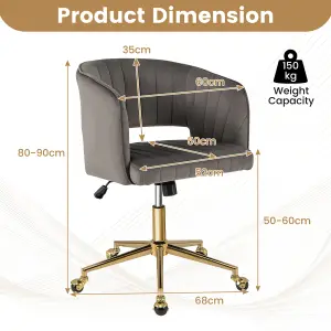 Costway Velvet Home Office Chair Adjustable Modern Swivel Desk Vanity Chair