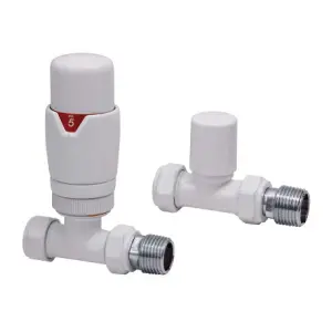 Designer Twin Pack TRV Thermostatic Radiator Valves White Straight