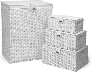 Arpan Resin Laundry, Storage Basket Set with Lid - 5PCS Hamper, Bathroom Bin, Bedroom Organizer for General Storage Washing Cloths