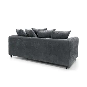 Harriet Crushed Chenille 3 Seater Sofa in Dark Grey