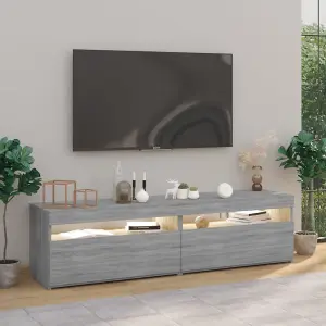 Berkfield TV Cabinet with LED Lights 2 pcs Grey Sonoma 75x35x40 cm