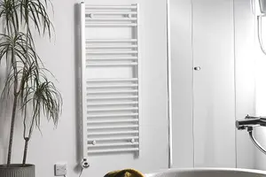 Bray Thermostatic Electric Heated Towel Rail With Timer, Straight, White - W500 x H1200 mm