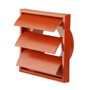 Terracotta Gravity Square Extractor Air Vent and Back Draught Shutter 4 Inch Ducting