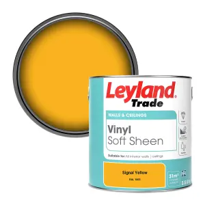 Leyland Trade Vinyl Soft Sheen Walls & Ceilings Emulsion Paint Signal Yellow (RAL 1003) - 2.5L