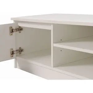 Modern TV Unit 120cm Media Cabinet 2 Doors + Shelf White Turin