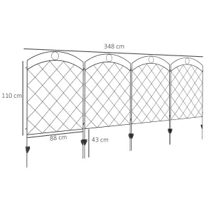 Outsunny 4PCs Decorative Garden Fencing 43in x 11.4ft Steel Border Edging