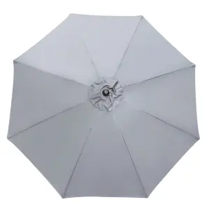 SunDaze 2.7M Grey Garden Parasol Sun Shade Umbrella with Crank Handle & Tilt Mechanism