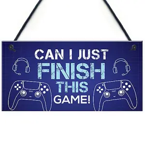 Red Ocean Finish This Game - Gaming Accessories - Hanging Games Room Boys Bedroom Signs - Gamer Gifts For Son Brother