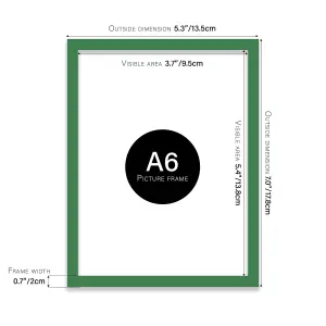 A6 Green Picture Frame Fits A6 (10.5 x 14.8cm - 4.1 x 5.8in) Poster, Photo, Artwork, or Print.