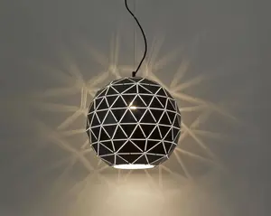 Luminosa Spring Large Dome Ceiling Pendant White, Matt Black, E27