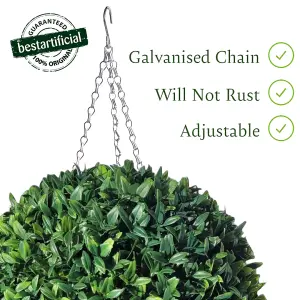 Best Artificial 38cm Green Olive Grass Hanging Basket Topiary Ball - Suitable for Outdoor Use - Weather & Fade Resistant