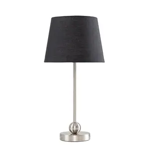 Edelfried 45cm Table Lamp Black / Brushed Chrome / No