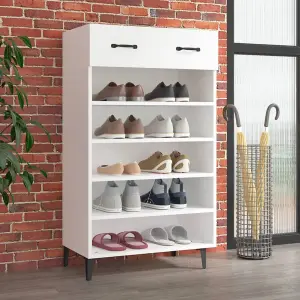 Berkfield Shoe Cabinet White 60x35x105 cm Engineered Wood