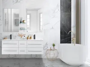 Bathroom Wall Mounted Cabinet with Basin White MADRID