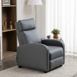 WestWood Luxury PU Leather Modern Push Back Reclining Armchair Lounge Padded Seater Grey