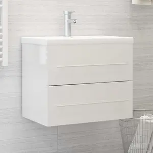 Berkfield Sink Cabinet High Gloss White 60x38.5x48 cm Engineered Wood