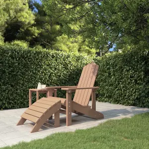 Berkfield Garden Adirondack Chair with Footstool HDPE Brown