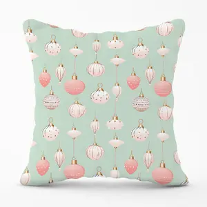 Christmas Decorations Pink And Green Outdoor Cushion 45cm x 45cm