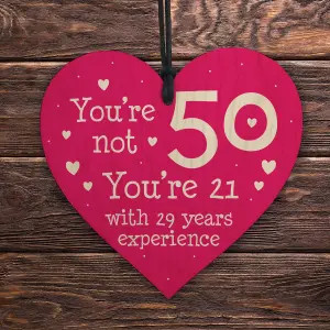 Red Ocean Perfect 50th Birthday Gift for Mum, Nan, Sister with a Sense of Humor Wood Heart Funny 50th Birthday Gifts For Women